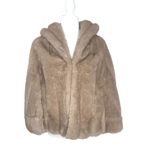 Vintage Faux Fur Capelet Stole 60’s Susan Lynn Faux Fur Sz S - Picture 1 of 13